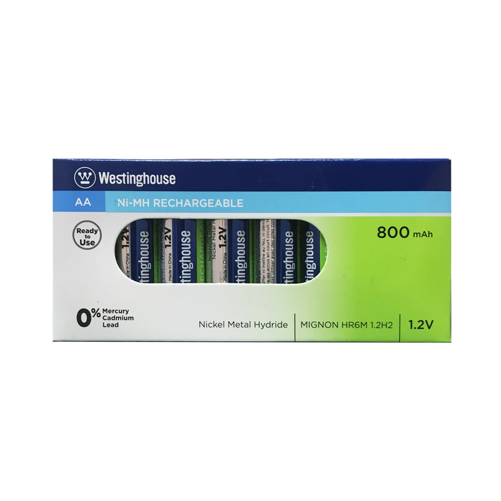 Westinghouse AA 1.2V Ni-Mh 800mAH Rechargeable Batteries Box 8Pk
