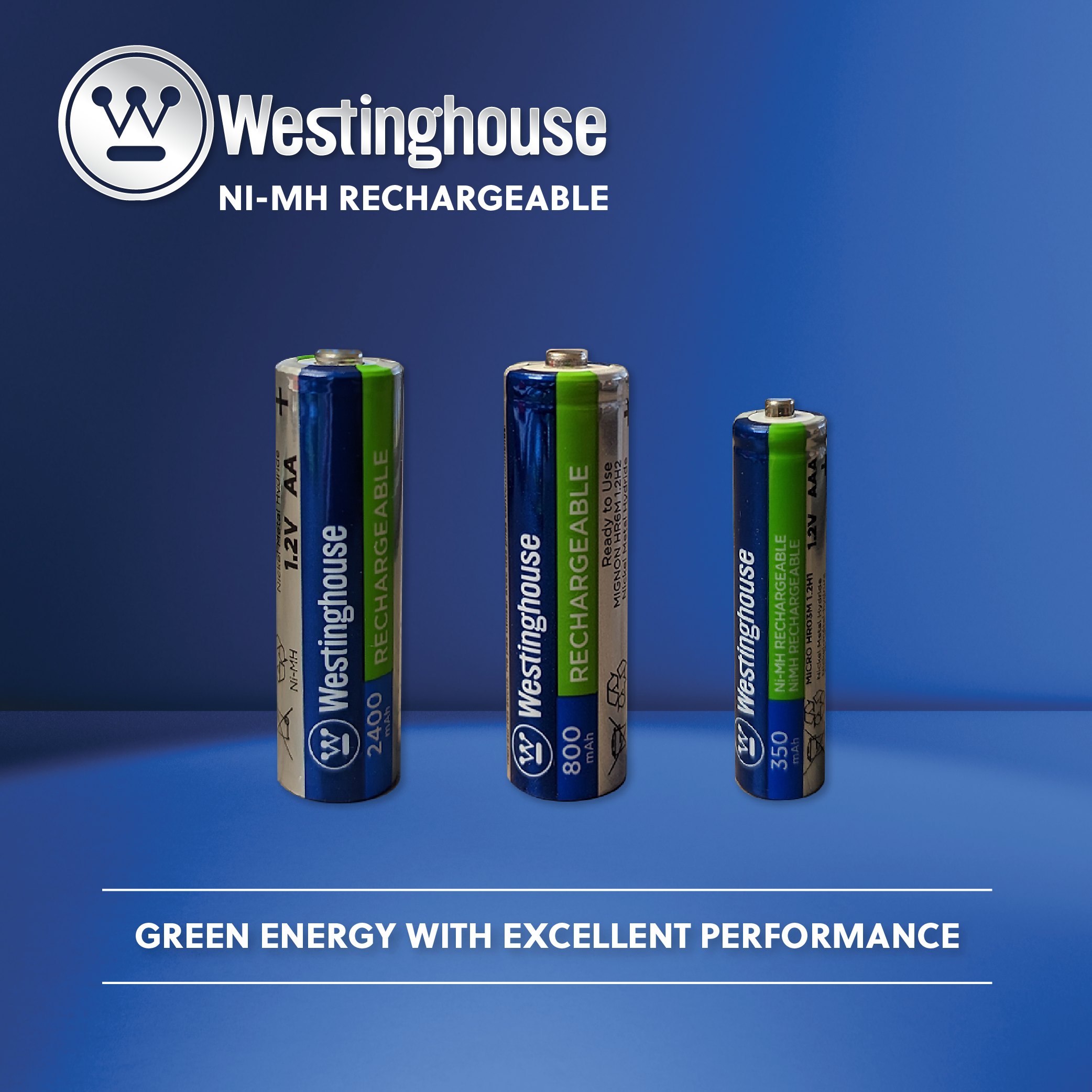 Westinghouse AA 1.2V Ni-Mh 800mAH Rechargeable Batteries Box 8Pk