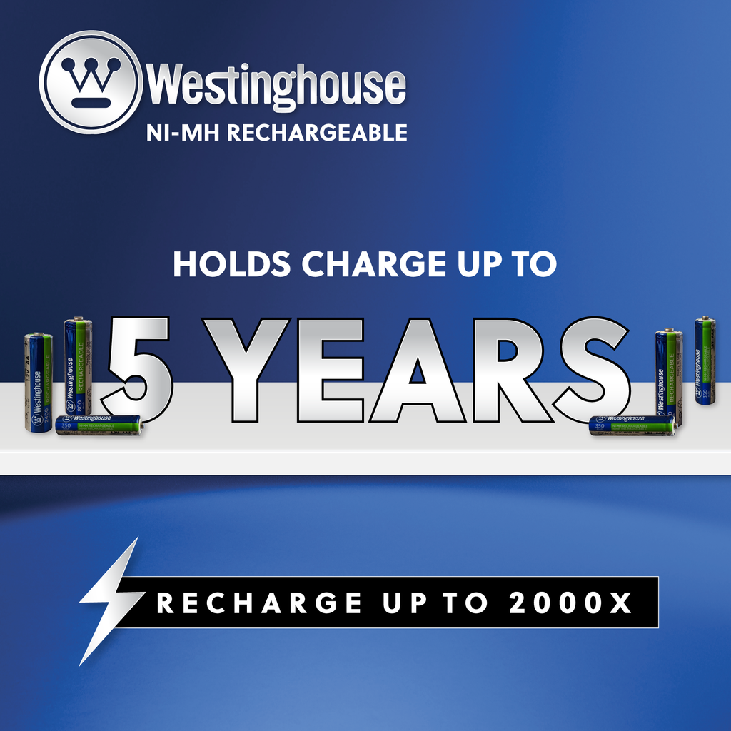 Westinghouse AA 1.2V Ni-Mh 800mAH Rechargeable Batteries Box 8Pk
