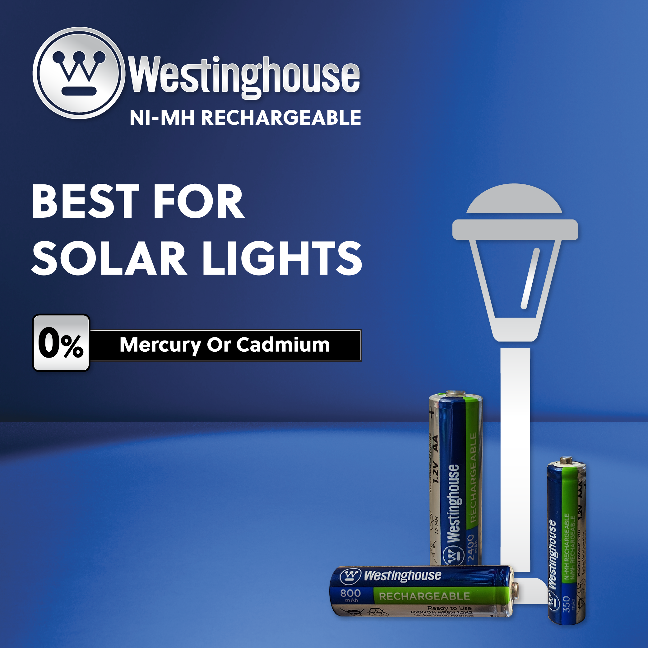 Westinghouse AA 1.2V Ni-Mh 800mAH Rechargeable Batteries Box 8Pk